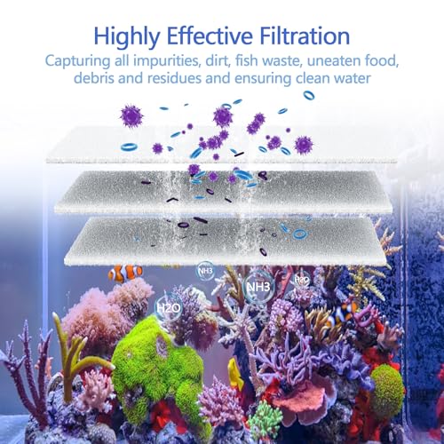 Image of Aquarium Filter Media Floss, 12 inch x 72 inch Cut to Fit Fish Tank Filters for Crystal Clear Water Roll Material Pond Pad Foam for Freshwater, Saltwater, Turtle Tanks, Reef & Koi Ponds