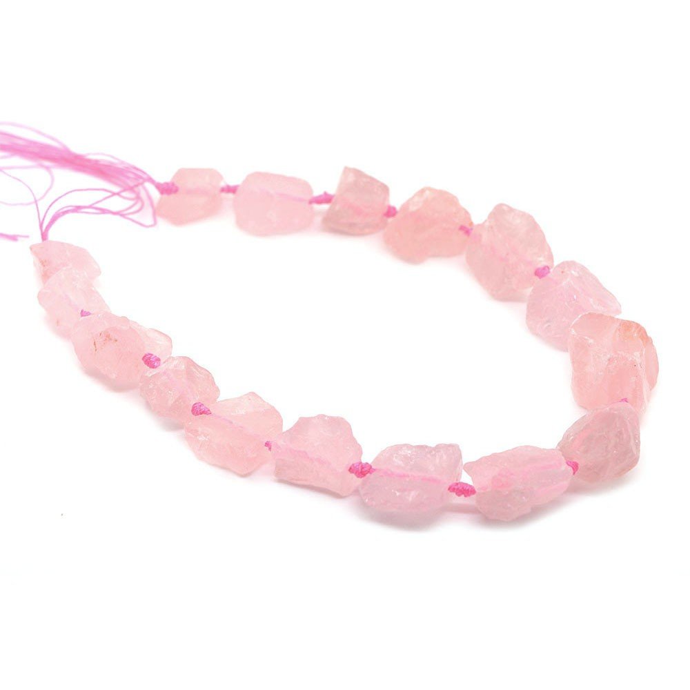 Justinstones(Rose Quartz) - Natural Rose Quartz Crystal Nugget Raw Graduated Beads Strand 2mm Hole Drilled
