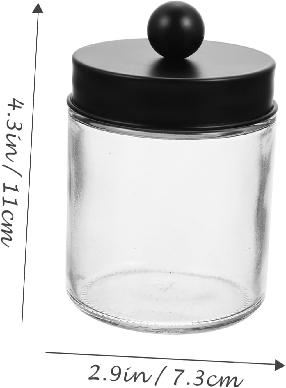 TIDTALEO Glass Cotton Swab Holder and Apothecary Jar Set 3pcs Glass Canisters with Black Stainless Steel round Lids Bathroom Organizer for Cotton Pads