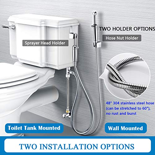 Handheld Bidet Sprayer for Toilet, Baby Cloth Diaper Sprayer Bathroom Bidet Attachment Chrome-Solid Brass-3 Years Warranty-Adjustable Pressure Contro