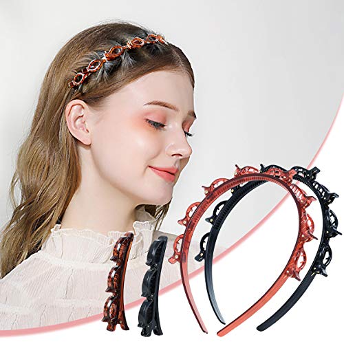 Frisurenhilfe Haarreif - 4 Stück Damen Haarreifen mit Klammern Twist Clip Stirnband mit Zahnstirnband Braid Tool Haarschmuck-DIY Haarband für Männer und Frauennd Cover