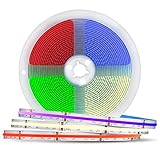 BTF-LIGHTING FCOB RGBW Flexible Hohe Dichte LED-Streifen FCOB COB RGB+Warmweiß(3000K) LED Strip 5M 896LED/M DC24V 16W/M IP30 Nicht Wasserdicht Mehrfarbig für TV Zimmer Party DIY Heimdekoration