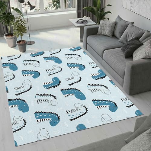 Tapis dinosaure salon chambre 100x150 lavable et antidérapant