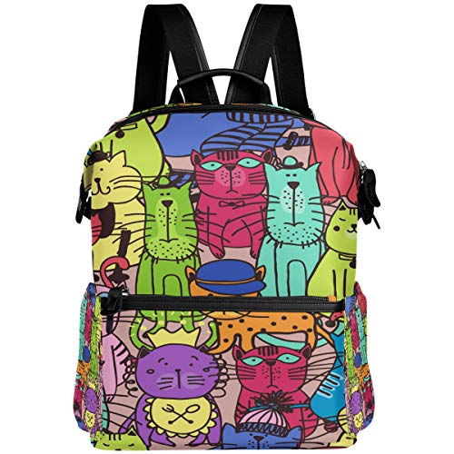 Oarencol Group Doodle Cat patrón Animal Mascota Gatito Arte Mochila Escolar Libro Bolsa
