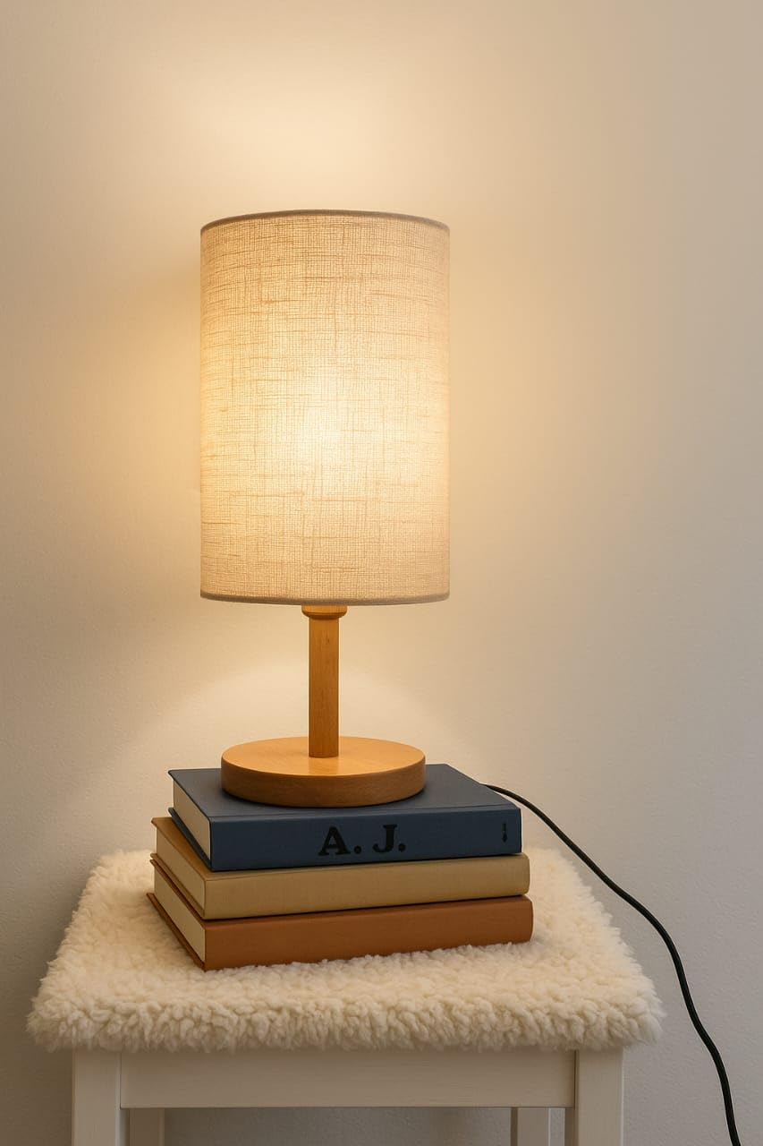 A.J Handicraft Wood Table Lamp Night Light for Bedroom Illumination Warm White Gift Bedside Room Decor Eye Protection Small Table lamp-image-43