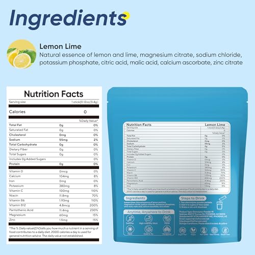 Image of 36 Sticks Electrolytes Powder Packets Sugar Free Hydration Packets Electrolyte Liquid Daily IV Drink Mix with Lemon Lime, Low Sodium, 0 Calorie