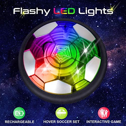 Hover Football - Kids Toys Hover Soccer Ball Rechargeable Air Power Floating Football with 2 Goals Colorful LED Lights and Soft Foam Bumpers Soccer Toys Gifts for Indoor Outdoor Boys Girls (Blue)