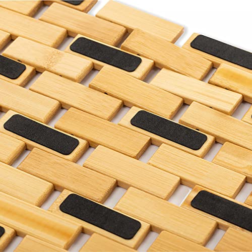 HomDSim Bamboo Bath Mat with Anti Slip Pads,19.7x27.6 inches Bathroom Shower and Bathtub Floor Mats,Non Slip Water Proof Mat,Indoor Outdoor Use for Kitchen Bedroom Bathroom Toilet Pet Mat Floor Rug by HomDSim - Used condition - Image 5