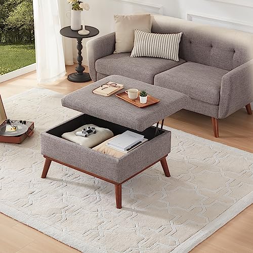 Image of Kingfun 65 inch W Loveseat Sofa with Ottoman Coffee Table, Mid Century Modern Love Seat Couches for Living Room, Button Tufted Upholstered Love Seats Furniture Set, Grey