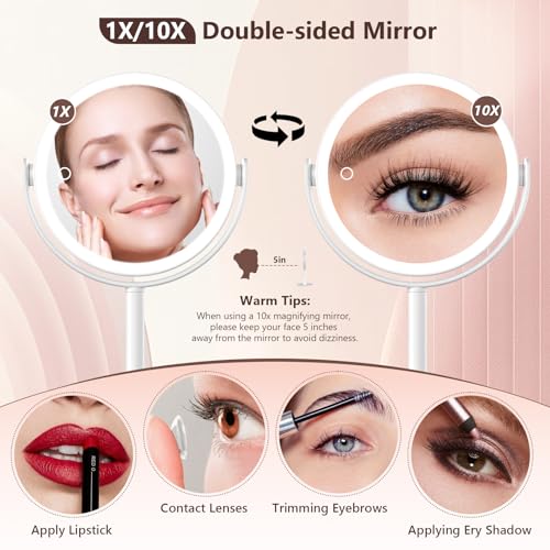 Espejo para maquillaje redondo con luz y aumento 8.6" miniatura 3