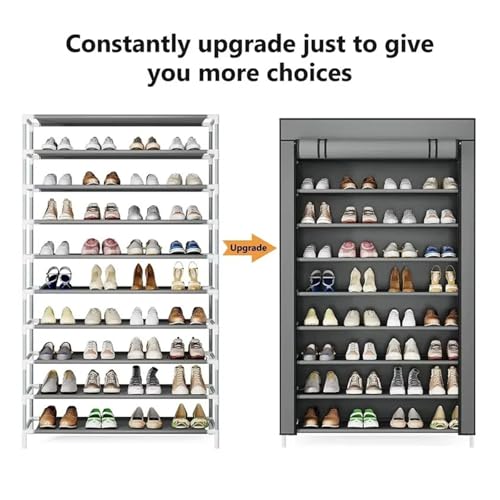 Étagère à chaussures 10 étages solution de rangement élégante gris - 8