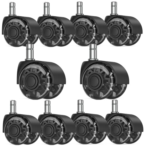 2" Office Chair Replacement Wheels (10 pcs) 11x22mm Black
