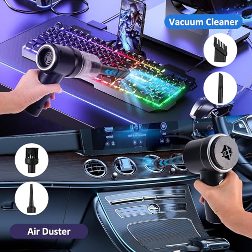 Euakee Aspirabriciole Senza Fili, 2 In 1 Aspirapolvere Auto Portatile 10000Pa Mini Aspirapolvere Potente Senza Fili Aspiratore E Soffiatore Ricaricabile Con 2 Filtro Lavabile Per Auto, Casa, Ufficio - 3