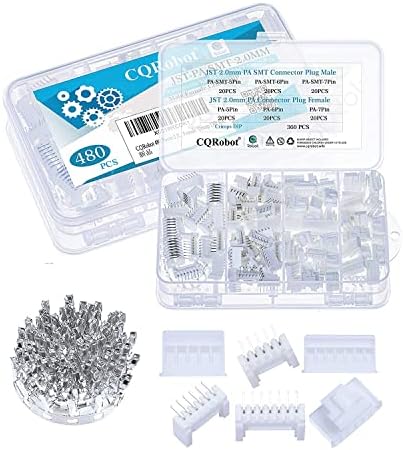 CQRobot 150 Sets / 750 Pieces JST PH 2.0 mm Pitch 2/3/4-Pin JST Connector Kit. Pin Header with 2.0 mm Pitch, JST PH 2/3/4-Pin Housing JST Adapter Cable Connector Socket Male and Female, Crimp DIP Kit.