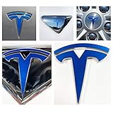 Logo Decal Wrap for Tesla Model S, Facelift, 14-pc Set (Gloss Blue)