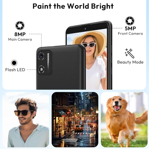 Xgody Mobile Phone SIM Free Unlocked, Android 14 Octa-Core Smartphone with 5.5'' Display, 4G Dual SIM, 2GB+16GB/128GB Expandable, 8MP+5MP Cameras, 2850mAh Battery, Face ID UK Verizon (Black) - Image 5