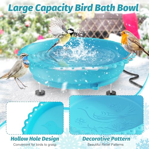Baño de pájaros calentado por agua para evitar la congelación en jardines exteriores 3