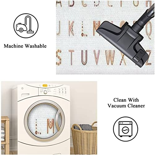 Dgaier Kid Rug Boho Alphabet Letter Set White Bohemian Rainbows For Wall Decor Cards Woven Area Rug With Tassels Patio Mat Carpet Boho Home Decor Outdoor Living Room Kid Bedroom Playroom Nursery Rug 5X8' thumb #4