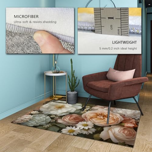 Tapis de cuisine sous la table lavable et esthétique rose