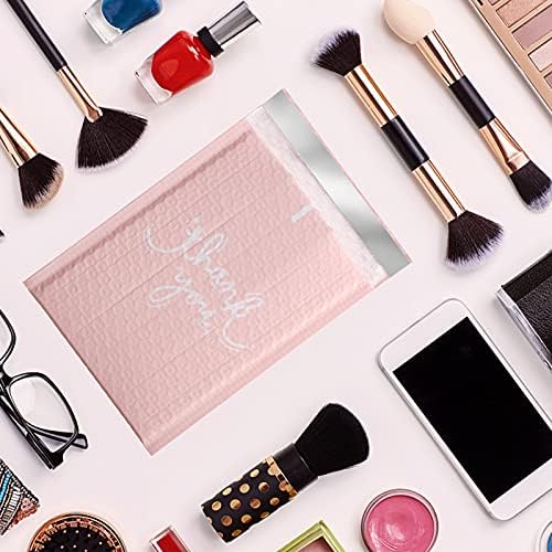 Switory Pink Poly Bubble Mailers Custom Designer Padded Envelopes Mailing Bags Cute Self Seal Adhesive Waterproof Padded Packaging, Thank You Mailers 6"x10", Bulk 25pcs