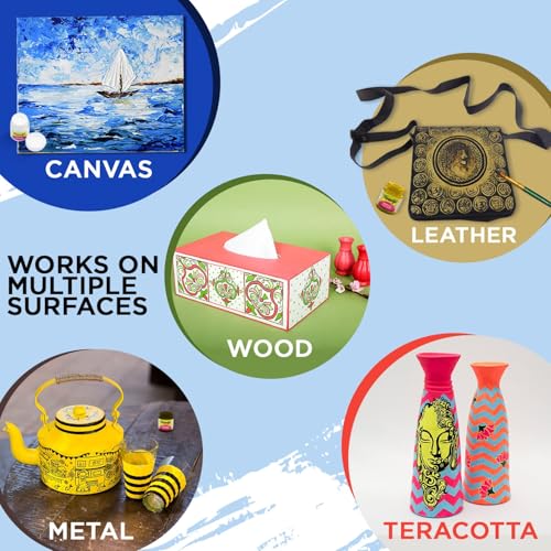 Fevicryl Painting Colour Set with 7 Art Supplies - Acrylic paint, Glass colours, 3D Outliner, Canvas, Brushes - Perfect gift for Students, Children and Artists. (Image - 4)