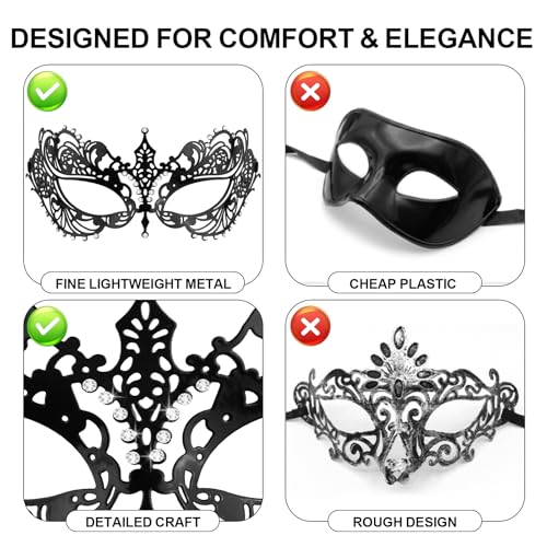 Image of Exlinonline Lace Masquerade Mask Elastic,Fit for Adult,Soft Gentle Material,Specially For Costume,Thememed Party