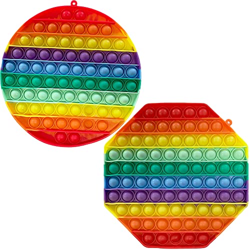 ランクチュアリー プッシュポップ ストレス発散 知育玩具 2個セット カラフル 大人 子供 おもちゃ 円形(大) 八角形(大)