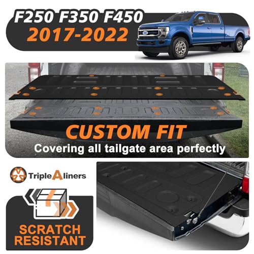 Image of TripleAliners Truck Mat Compatible with 2017-2022 Ford Super Duty F250 /F350 /F450 Accessories, Tailgate Mat Custom Fit All Weather Protection Pickup Liner