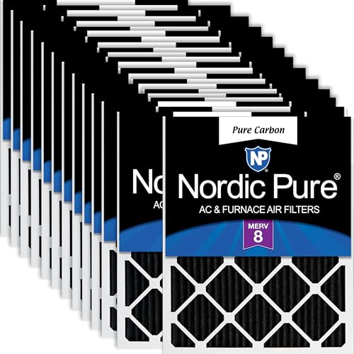 Nordic Pure 12x20x1 (11 1/2 x 19 1/2 x 3/4) Pure Carbon Pleated Odor Reduction Furnace Air Filters 24 Pack