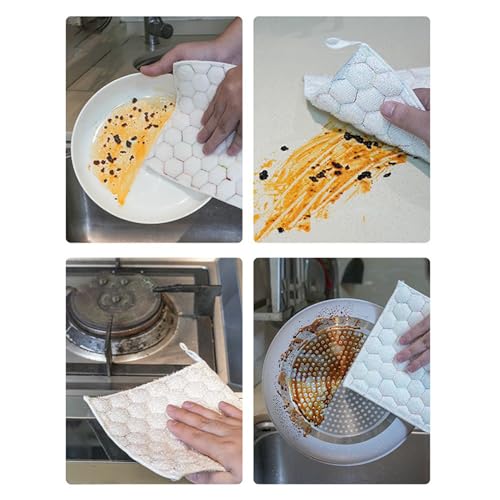 Generico Dish Rags, Wire Dishcloth, Double Sided Quick Drying Reusable Cleaning Cloths 5 Pack 7.09x7.09 Inches for, Camping, Bathroom, Lens, Bowl, Car, Table, Dusting, Kitchen Appliance Use - immagine 5