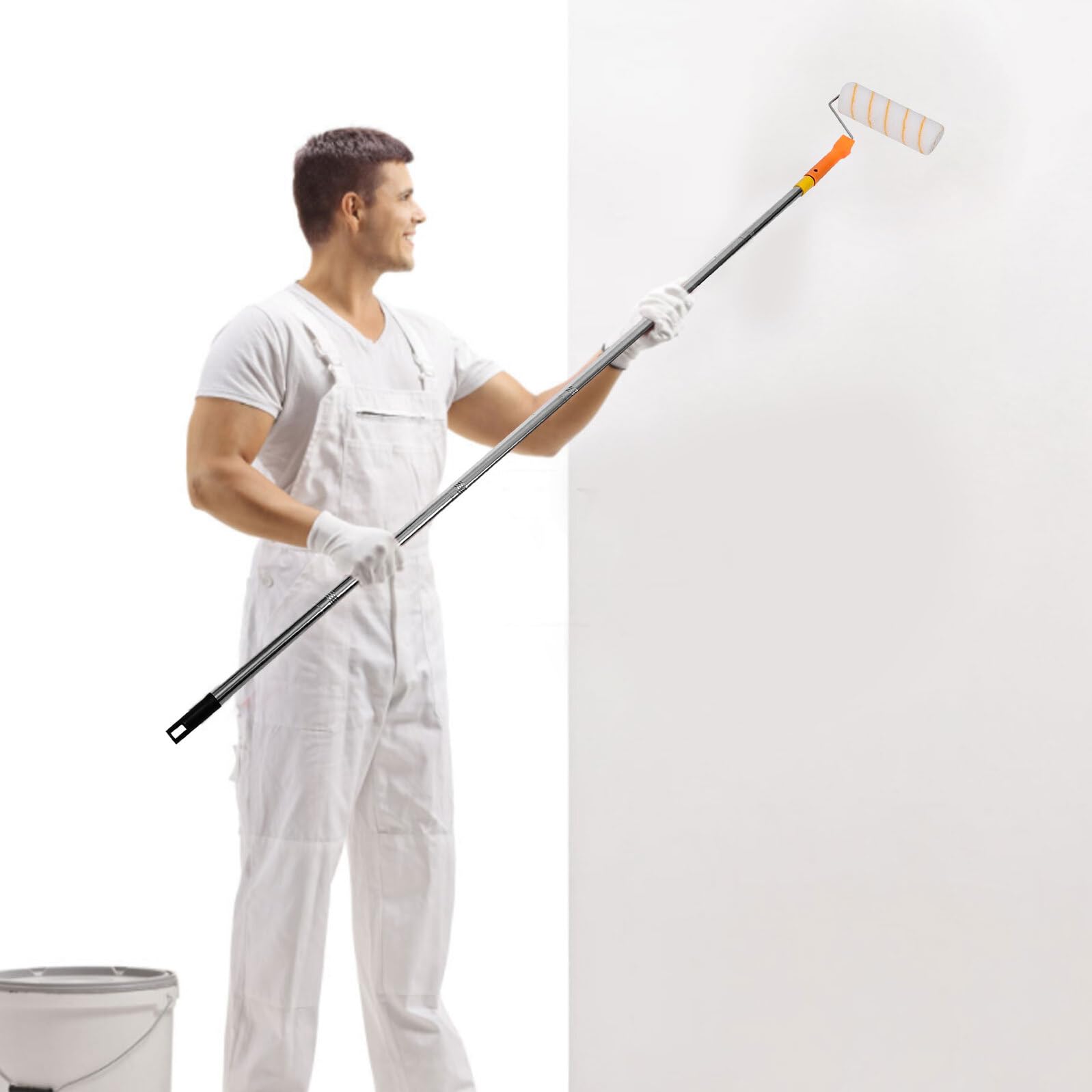 Homoyoyo Rullo per Pittura Acciaio Inox di Rulli per Pitturare Pareti Strumenti per Pittura Murale con Asta Telescopica Riutilizzabile e Facile da Pulire
