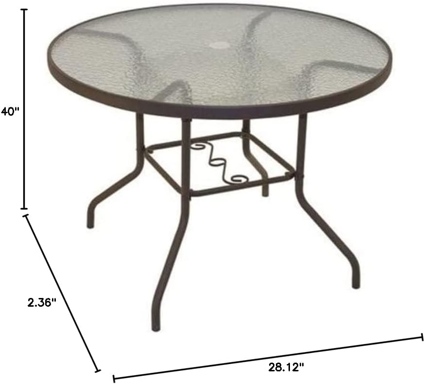 Rio Brands 40 Inch Sienna Round Patio Table With Tempered Glass Top (Chocolate Brown)
