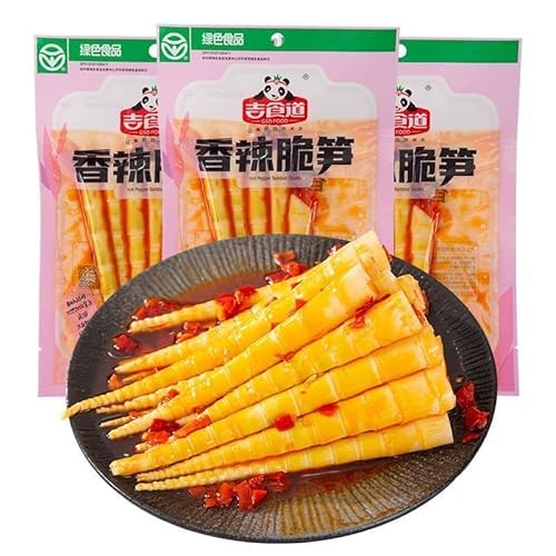 Spicy Crispy Bamboo Shoots,instant bamboo shoots (60/bag) Spicy side dishes,Snack food,Hand-peeling bamboo shoots,Vegetable pickles,Mala latiao,Delicious Chinese snack gift (10bags)