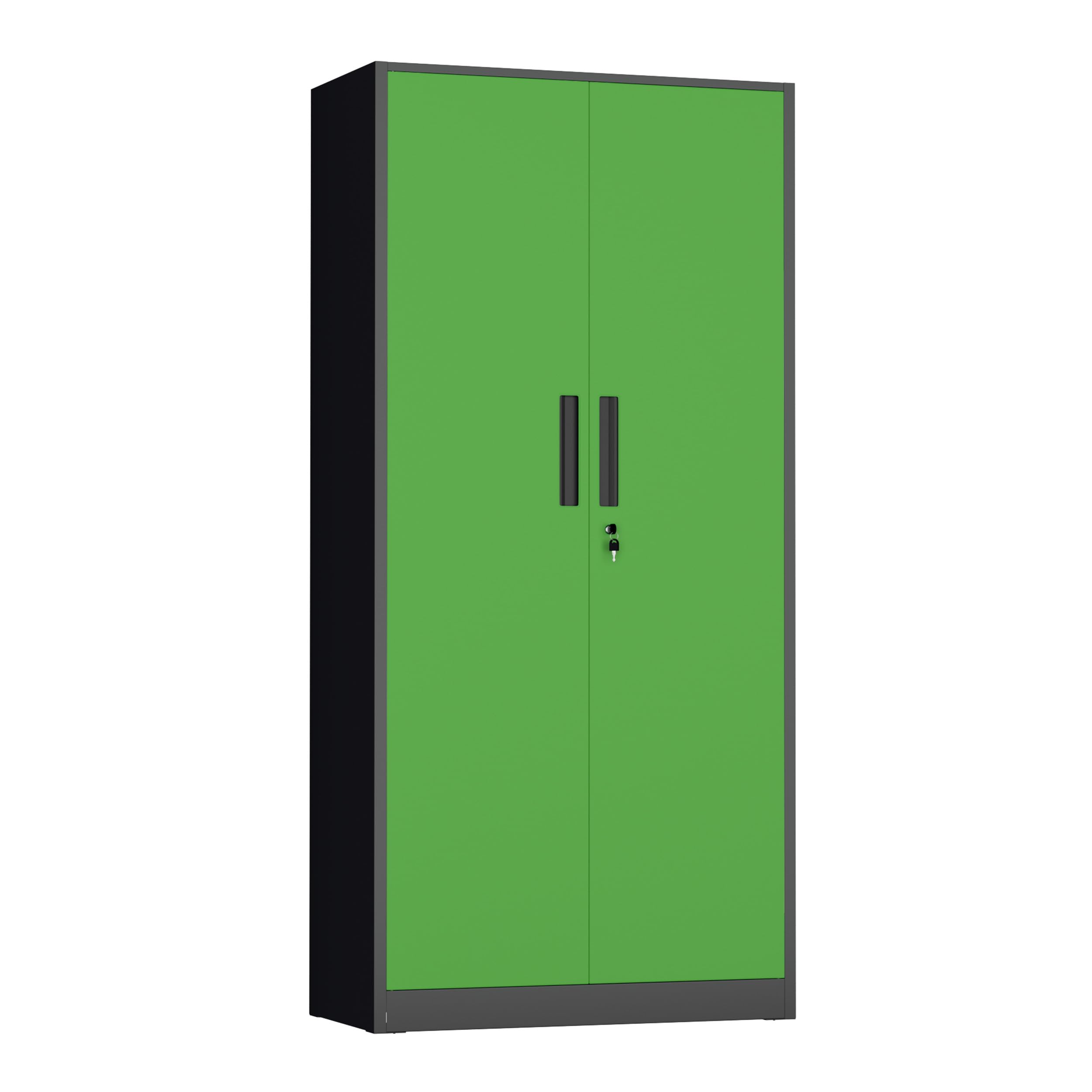 INTERGREAT Metal Storage Cabinet with Lock, 63" H Metal Cabinets Storage with 2 Doors and 4 Adjustable Shelves, Locking Garage Cabinet for Home Office, Kitchen, Bathroom (Black Green)