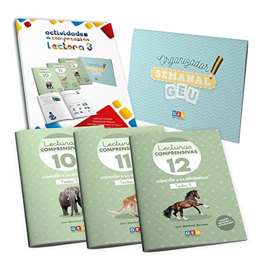 LECTURAS COMPRENSIVAS GEU | Comprensión Lectora 3 Primaria | Pack de Lecturas Comprensivas 10 11 y 12. Incluye Organizador Semanal