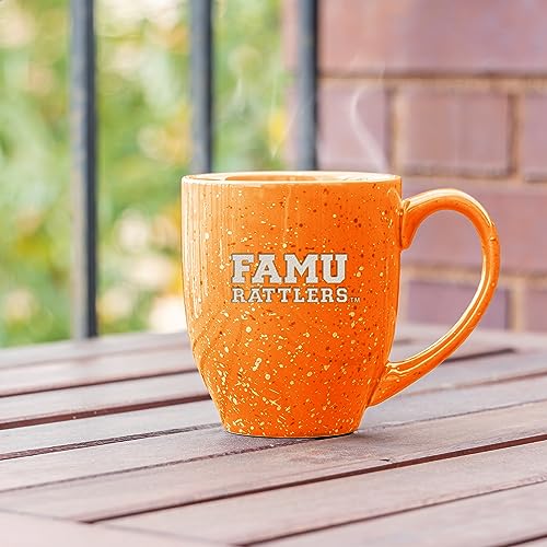 Image of Rico Industries NCAA Florida A&M Rattlers - FAMU Orange Personalized 16 oz Team Color Laser Engraved Speckled Ceramic Coffee Mug