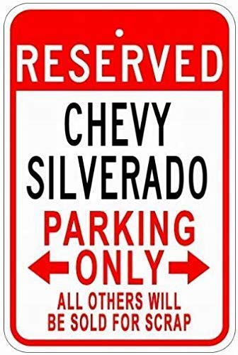 Metal Signs Chevy Silverado Tin Parking Sign - 8X12 Inches
