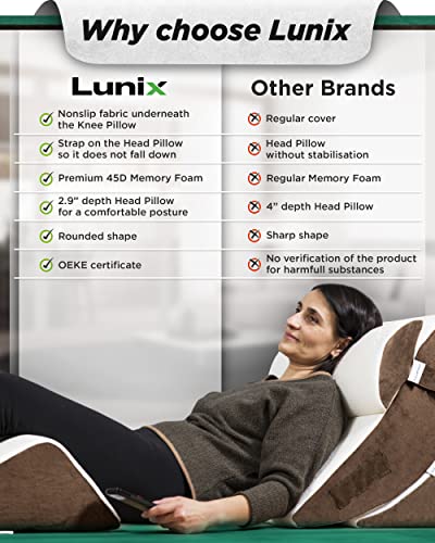 Lunix Lx5 4Pcs Orthopedic Bed Wedge Pillow Set, Post Surgery Memory Foam For Back, Neck And Leg Pain Relief, Sitting Pillow, Comfortable And Adjustable Pillows Acid Reflux And Gerd For Sleeping Brown #TOP2