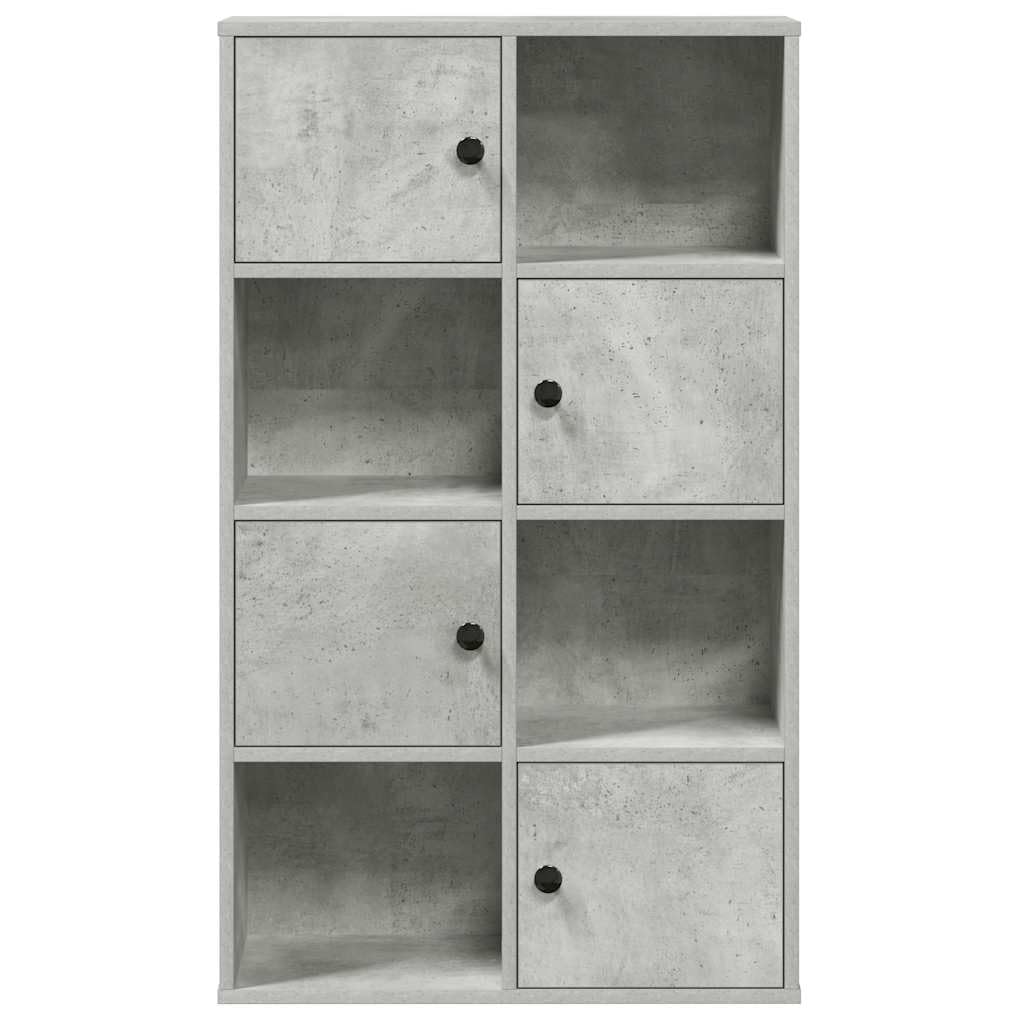 Libreria grigio cemento, 60 x 24 x 101,5 cm, in legno con porta e vano portaoggetti, ideale per soggiorno, studio o biblioteca, per raccoglitori, documenti e decorazioni