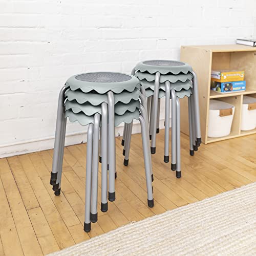 Image of ECR4Kids Daisy Stackable Stool Set, Flexible Seating, Light Grey, 8-Piece