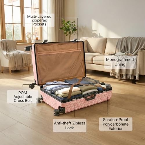 Image of Hard PC Trolley Luggage, Cabin Size, 100% Polycarbonate, Lightweight and Durable, Silent Wheels, Anti-Theft with Aluminium Frame, and 2 TSA Locks, 20-Inch, Coral Mist