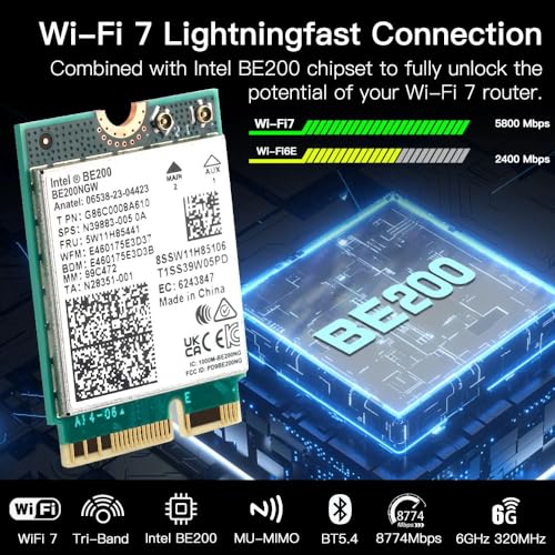 New 5.8 Gbps Wi-Fi 7 Bluetooth 5.4 PCI-E WiFi Adapter Intel BE200 Card 2.4/5/6 GHz 802.11be para PC de escritorio con Windows 11 miniatura 3