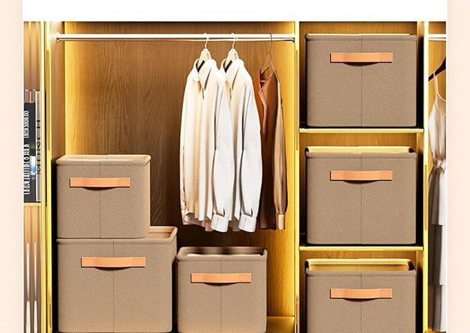 Image of Folding Storage Box with Transparent Lid | Fabric Collapsible Organizer with Steel Frame & Handles | Clothes Storage Bin for Wardrobe, Closet & Home