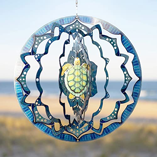 VP Home Kinetic Wind Spinner - Large Mandala Turtle - Colorful Garden Metal Outdoor Spinners - Unique Yard Wind Catchers - 3D Garden Wind Art Sculpture - Lawn and Patio Hanging Windmill Decorations