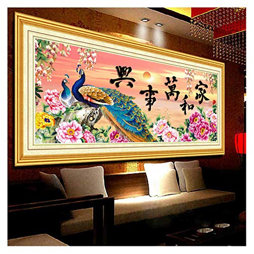 Point de croix fleur paon style chinois C0164 idée cadeau DIY