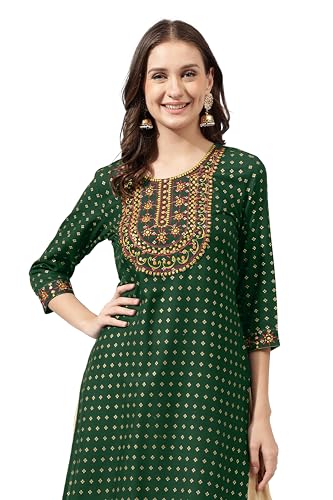 Image of MIRCHI FASHION Women's Straight Fit Paisley Printed And Embellished Kurta Set with Dupatta and Trouser