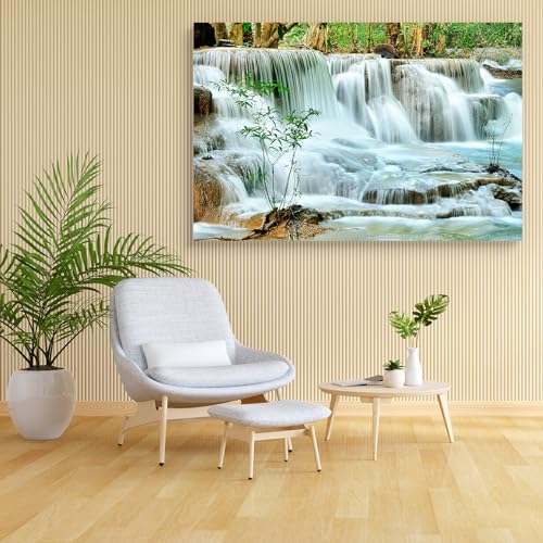 Pitaara Box Hui Mea Khamin Waterfall Kanchanabury Thailand | Unframed Canvas Painting for Bedroom & Living Room | 24.1 x 16 inch (61 x 41 cms)