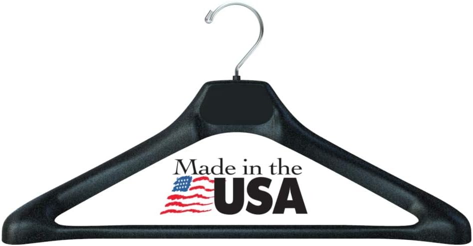 Rapid Plastics 21″ Extra‑Wide Suit Hanger – Heavy‑Duty Plastic, Anti‑Slip, Chrome Hook – 12‑Pack – Made in USA