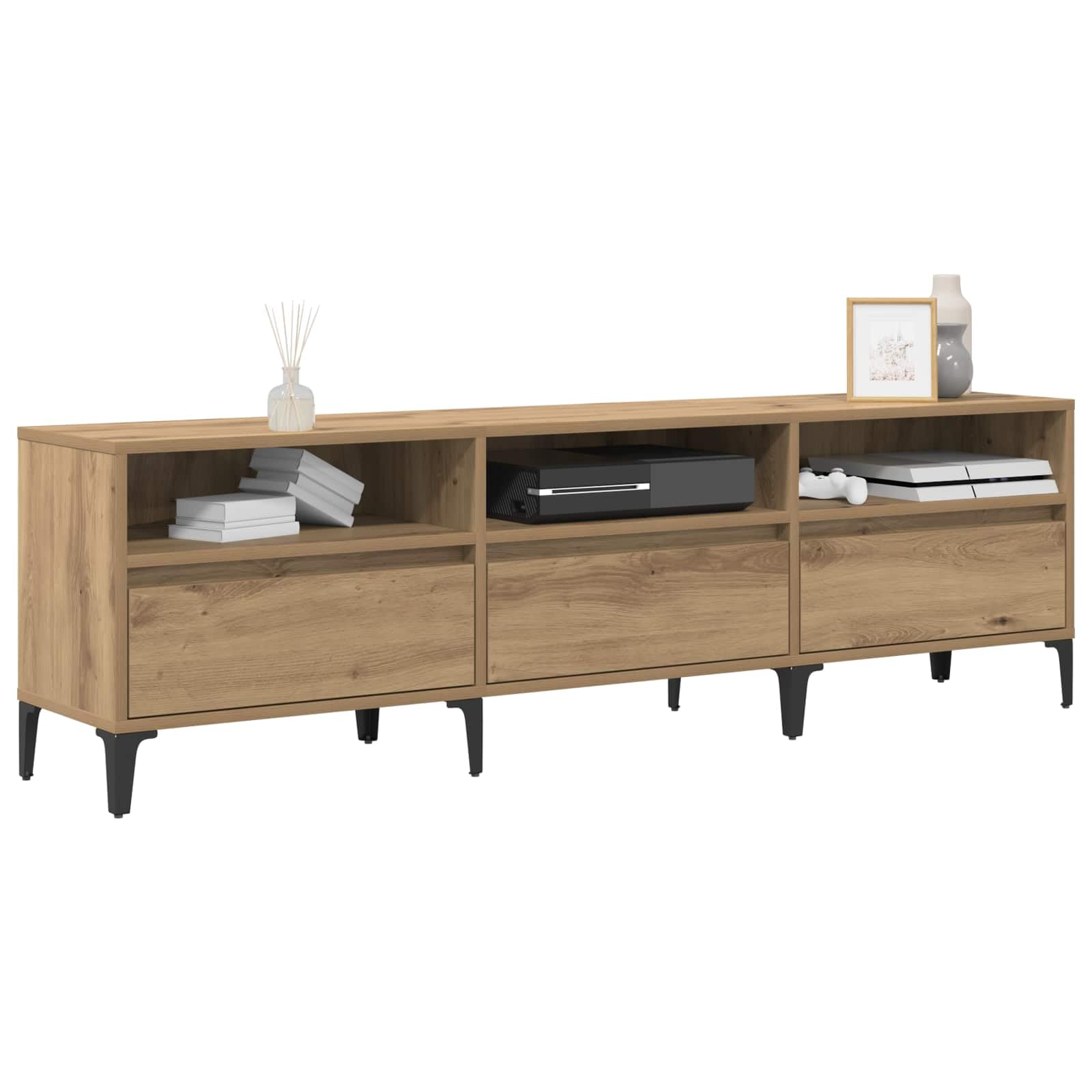 vidaXL Meuble TV avec tiroir Chêne Artisanal 150 x 30 x 45 cm, Meuble TV Moderne, Console Pratique et Robuste, avec Rangement, tiroirs, Parfait pour Votre Salon