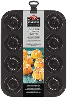 Tala Performance Eclipse Premium Non-Stick 12 Mini Decorative Bun Tin, Professional gauge Carbon Steel Cake Tin, Creates mini Fluted Cakes, 35 x 27 cm, Perfect for parties, canapes, mini desserts
